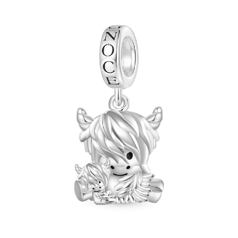 Highland Cow Mother and Child Dangle Charm