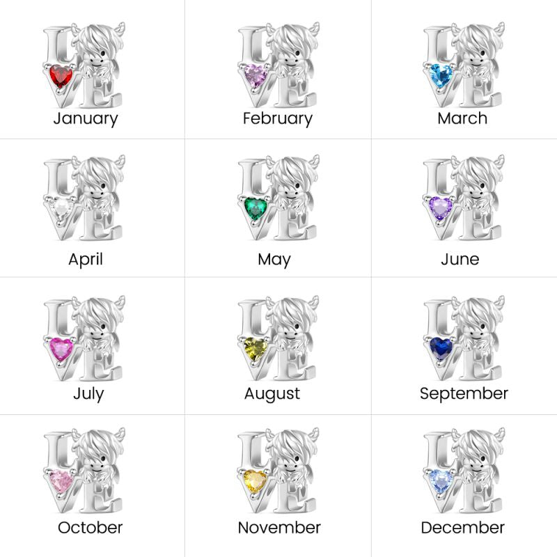 Highland Cow Birthstone Love Charm