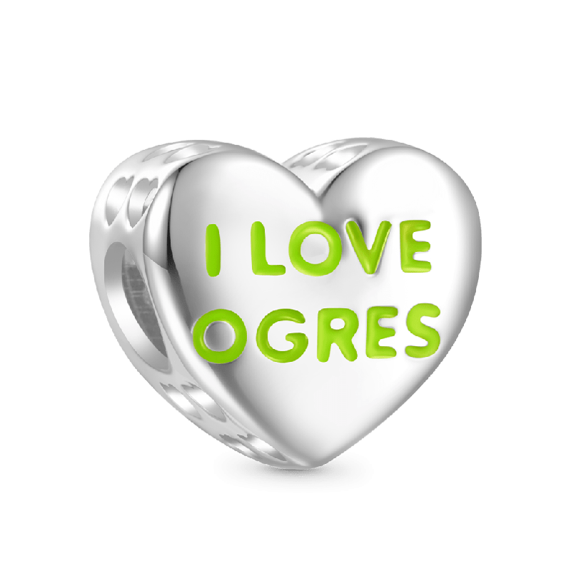 Shrek & Fiona Love Heart Charm - 'I LOVE OGRES'