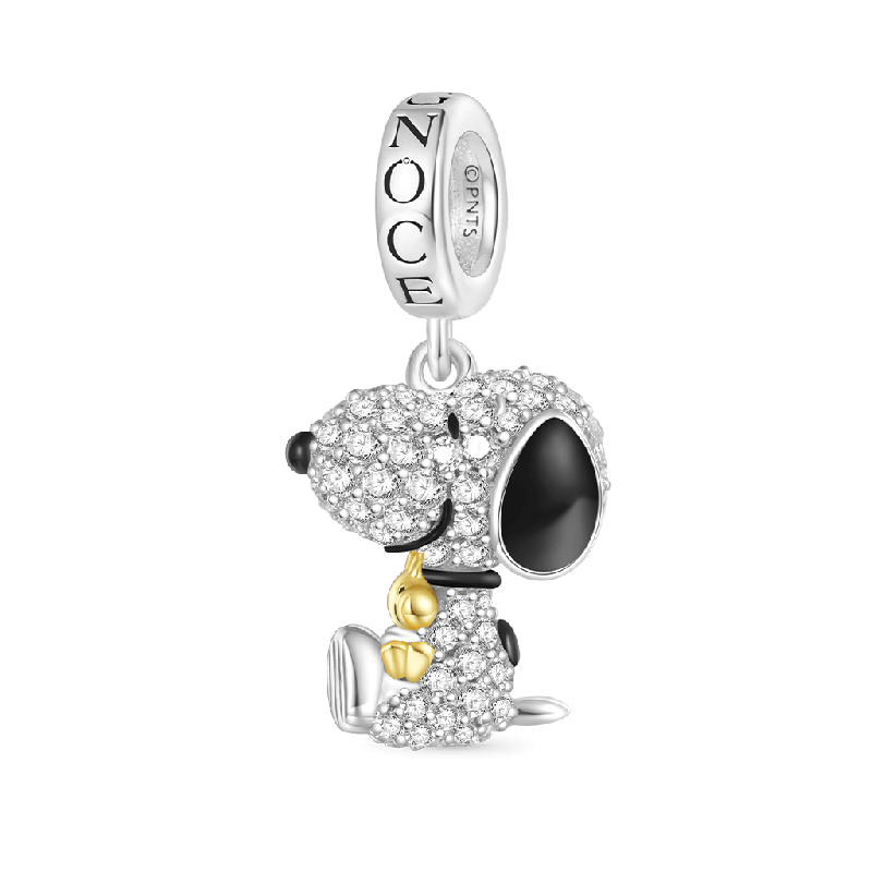 Peanuts Snoopy Hugging Woodstock Sparkling Dangle Charm
