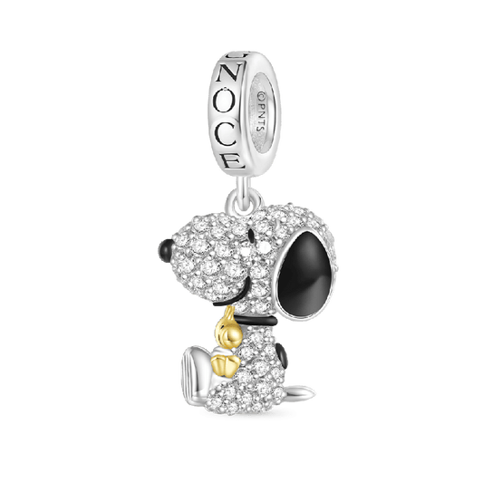 Peanuts Snoopy Hugging Woodstock Sparkling Dangle Charm