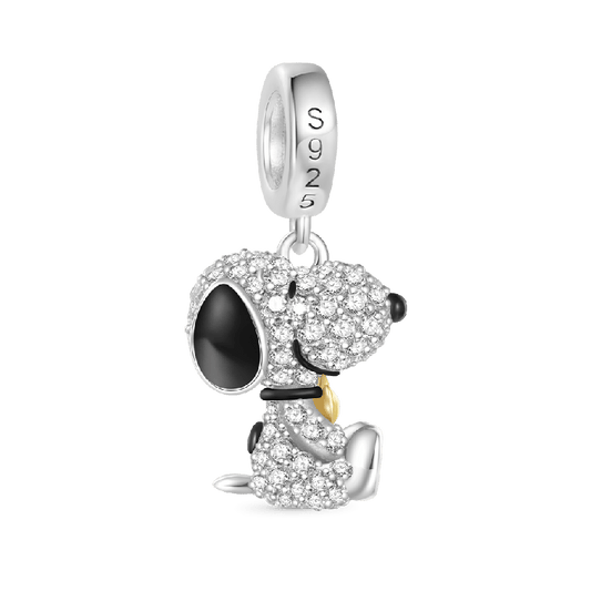 Peanuts Snoopy Hugging Woodstock Sparkling Dangle Charm