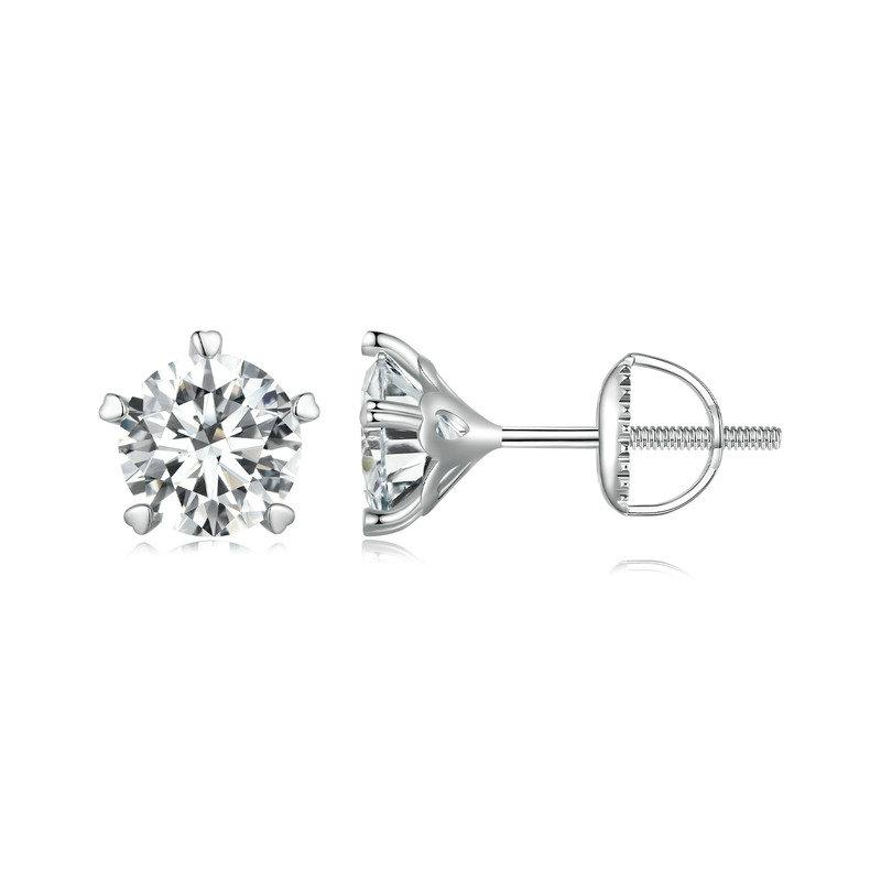 Heart Prong Moissanite Stud Earrings - 1ct