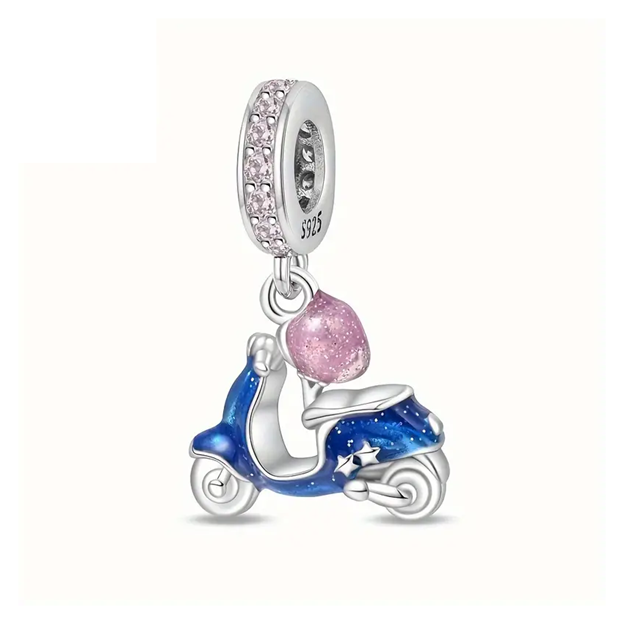 Blue Scooter & Helmet Dangle Charm
