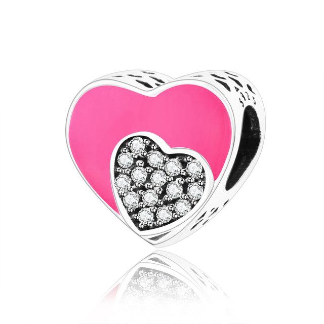 Pink Heart With Stones Charm