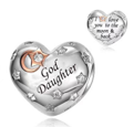Love My God Daughter To The Moon and Back Heart Charm