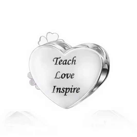 Teach, Love Inspire Heart Bead Charm