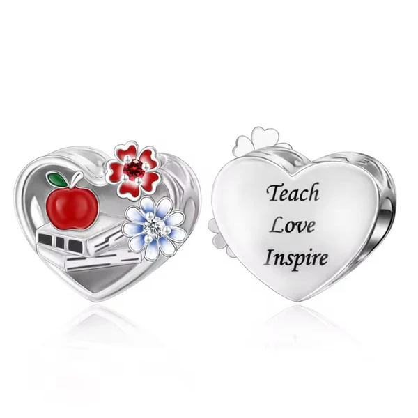 Teach, Love Inspire Heart Bead Charm