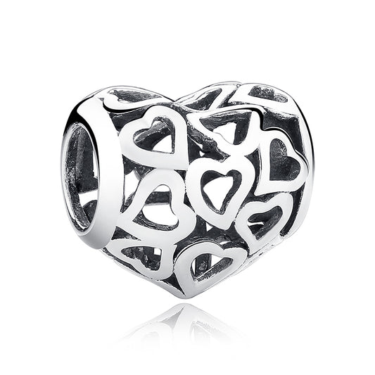 Silver Filigree Hearts Charm