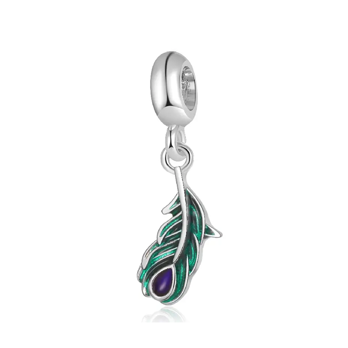 Peacock Feather Dangle Charm