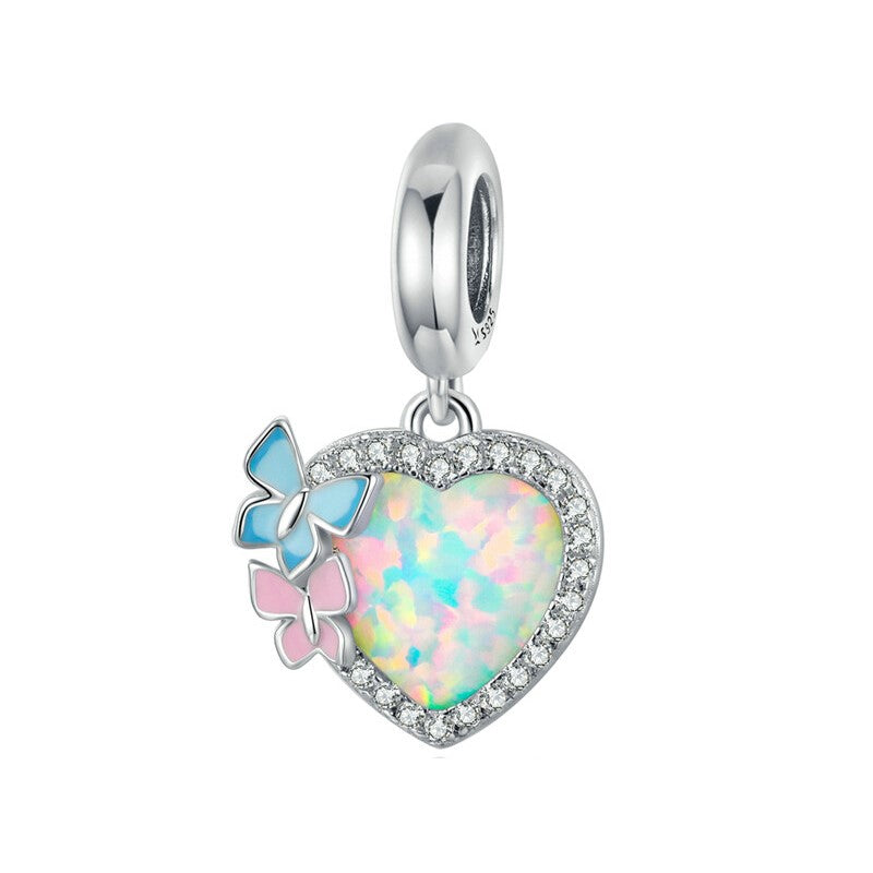 Butterflies In Spring Dangle Charm - Opal