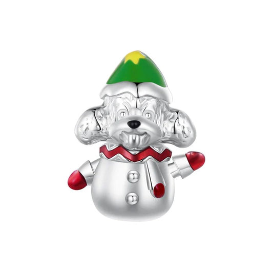 Christmas Puppy Snowman Charm