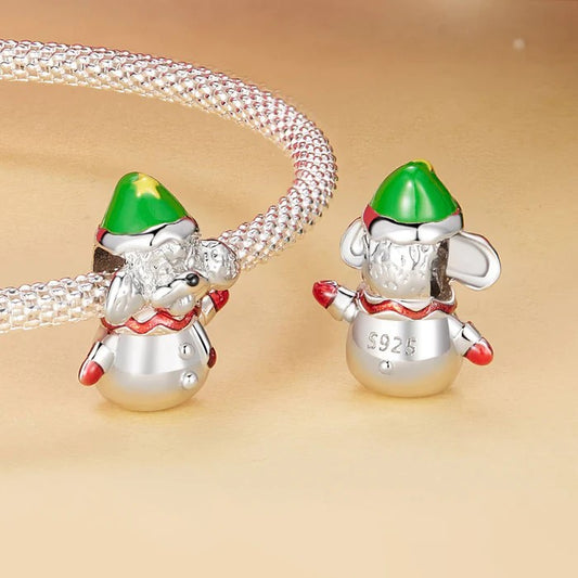 Christmas Puppy Snowman Charm