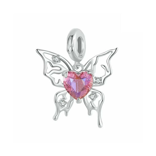 Butterflies & Rose Dangle Charm