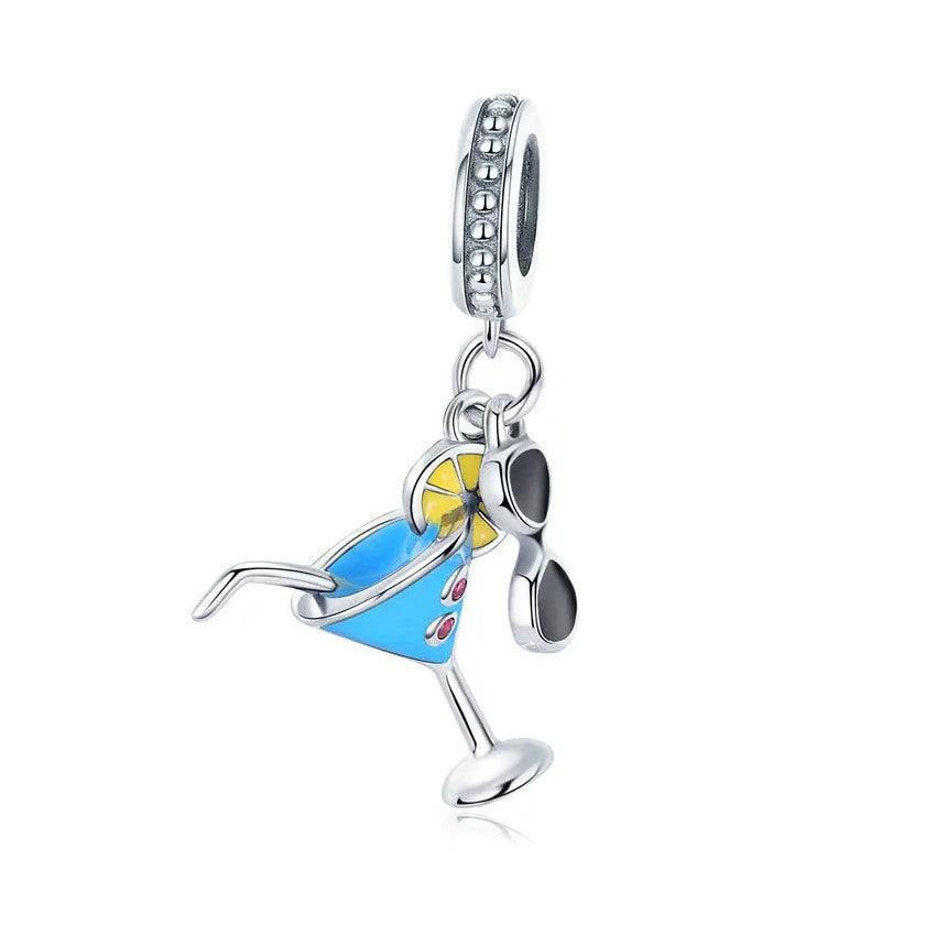 Cocktail & Glasses Dangling Charm