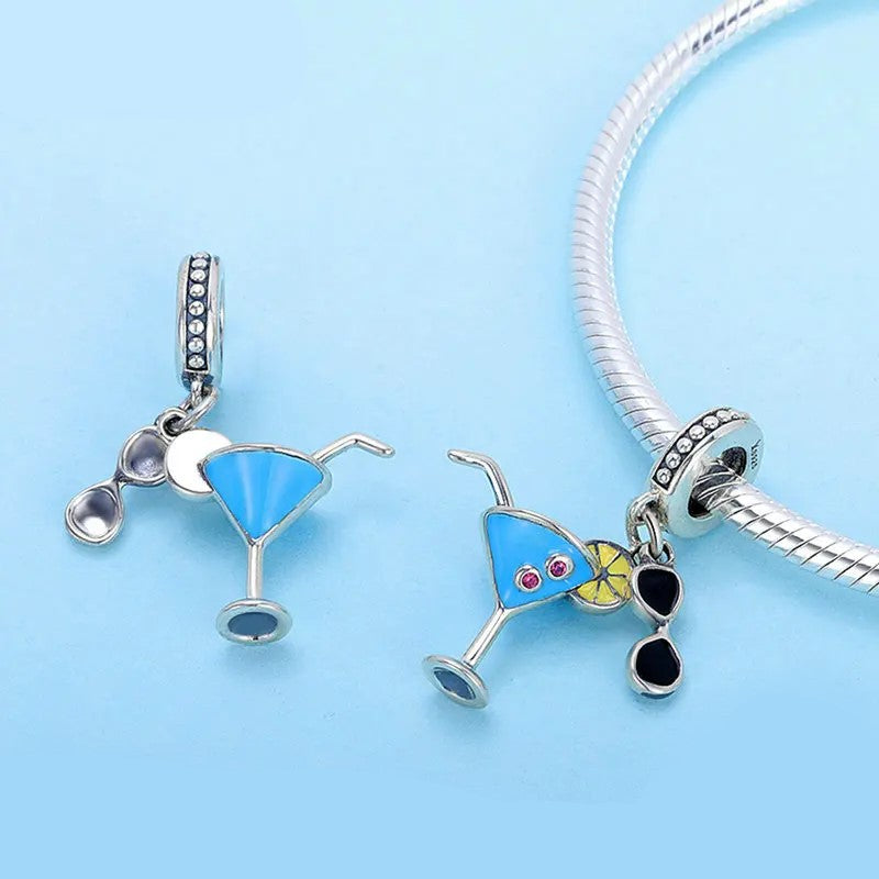 Cocktail & Glasses Dangling Charm
