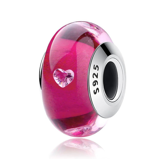Cherry Red Hearts Murano Glass Charm