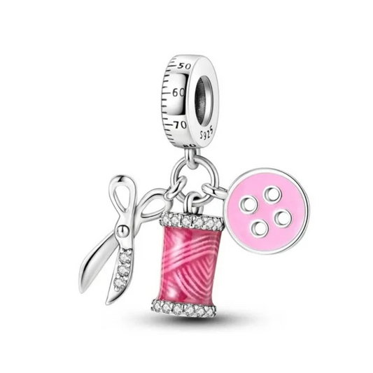 Scissors, Thread & Button Triple Dangle Charm