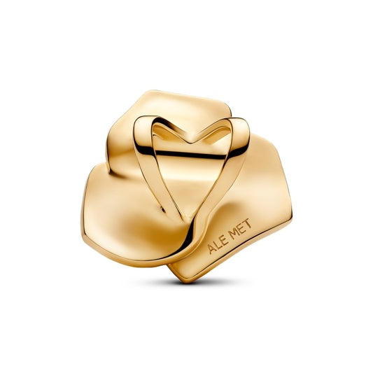 Sparkling Rose In Bloom Oversized Charm - Gold
