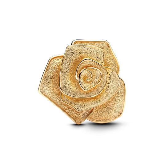 Sparkling Rose In Bloom Oversized Charm - Gold