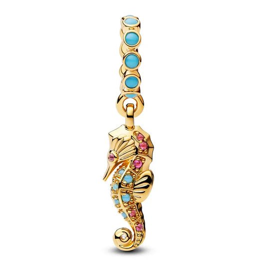 Seahorse Dangle Charm - Gold