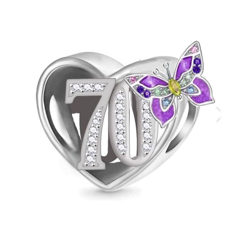 Birthday Butterfly Heart Bead Charm