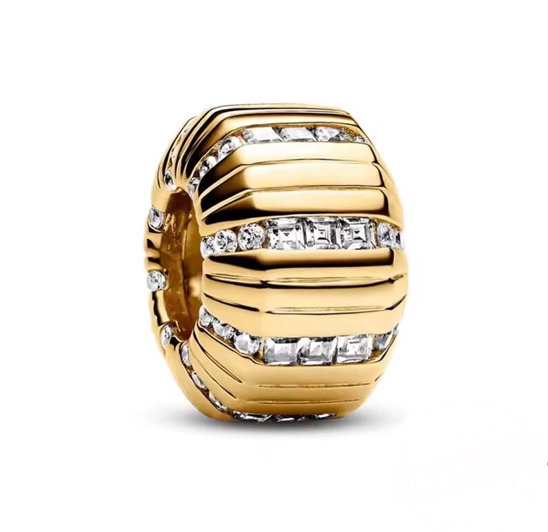 Textured Line Charm - Gold Plated