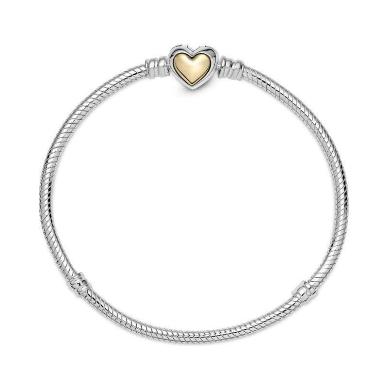 Domed Golden Heart Clasp Snake Chain Bracelet