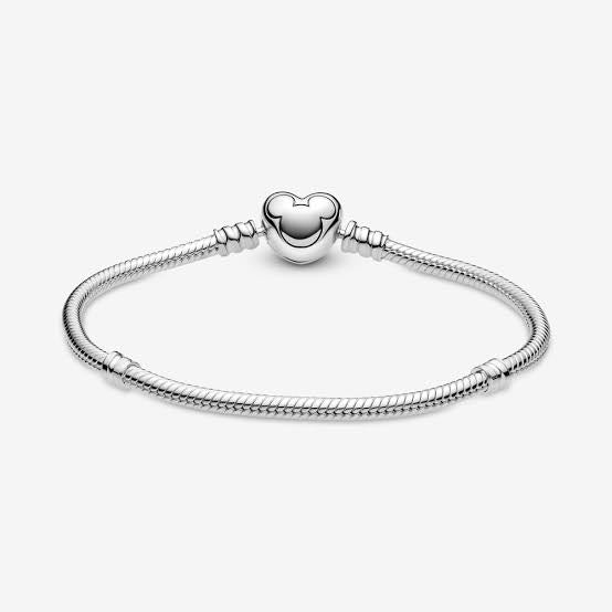 Mickey Mouse Heart Clasp Snake Chain Bracelet