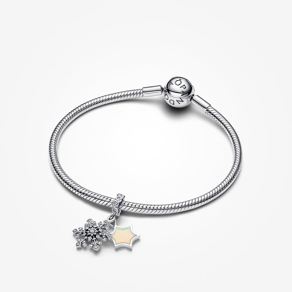 Sparkling Snowflake With Opal Double Dangle Charm
