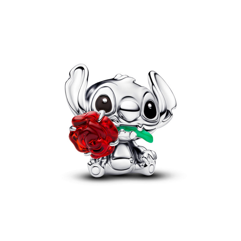 Stitch Rose Murano Glass Charm