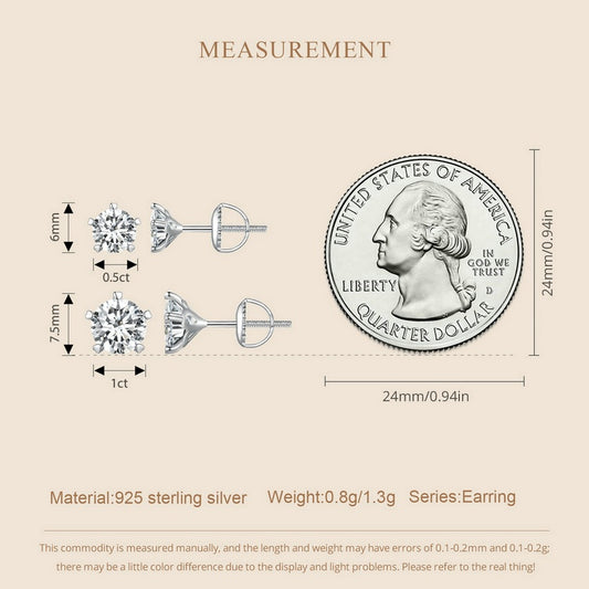 Heart Prong Moissanite Stud Earrings - 1ct