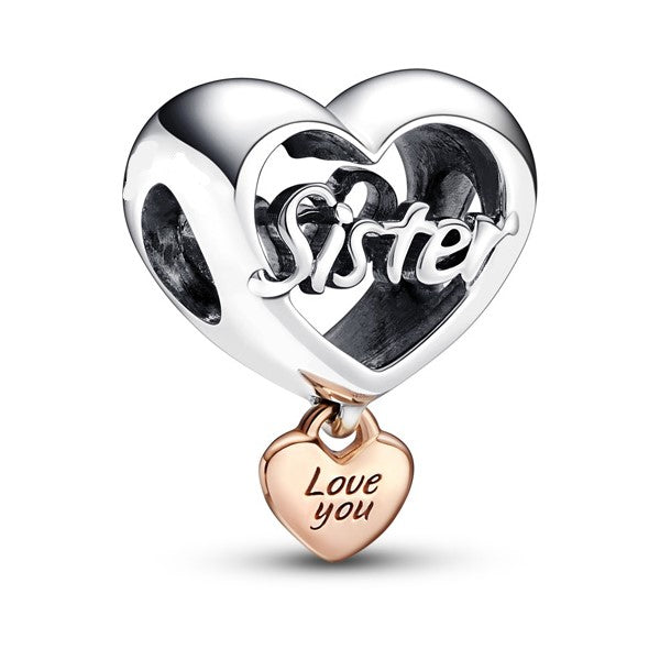 Love You Sister Heart Charm