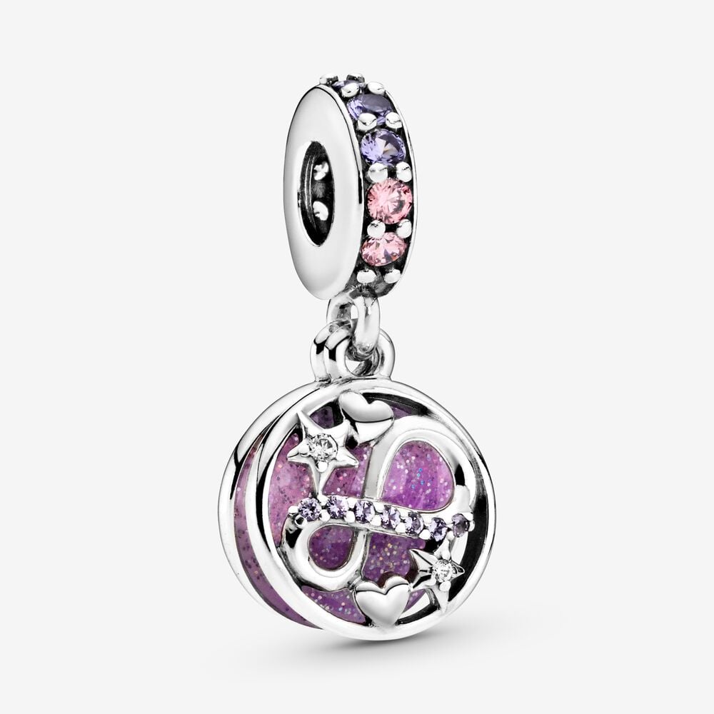 Glittering Infinity Hearts & Stars Double Dangle Charm