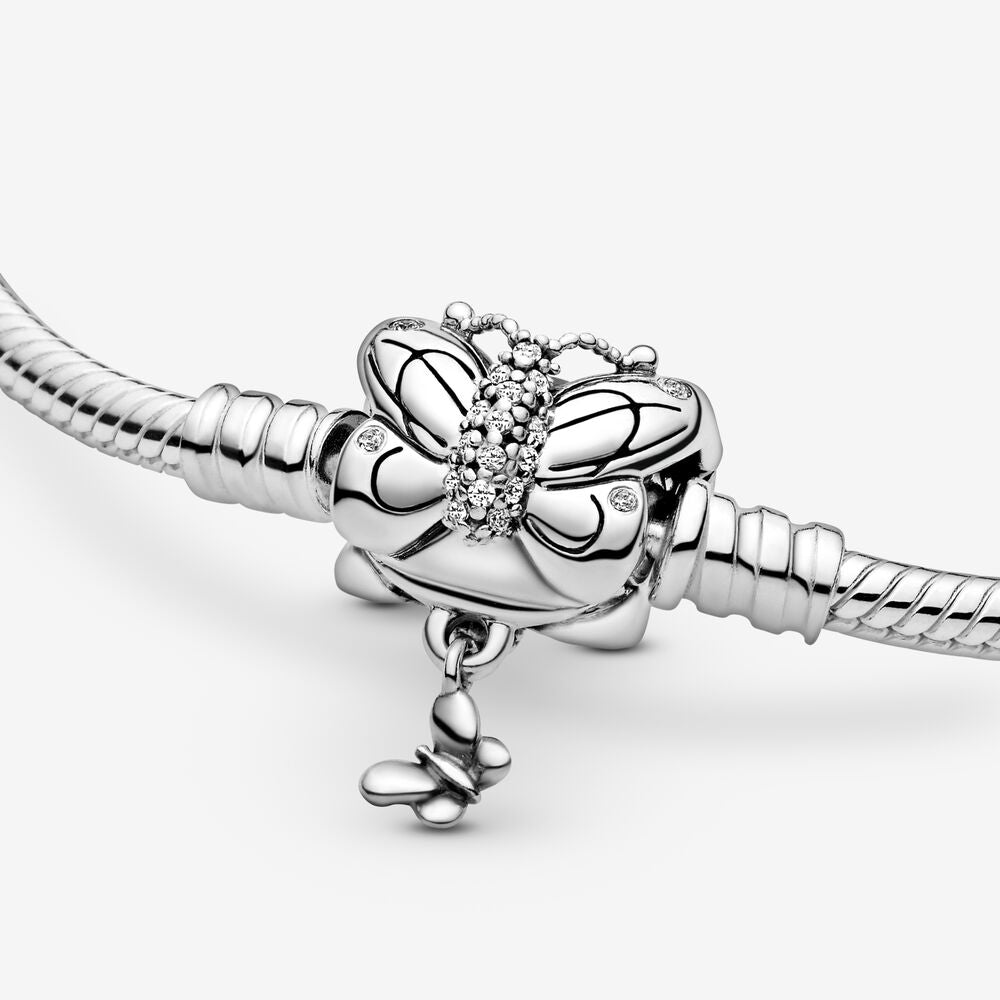 Butterfly With Dangle Clasp Snake Chain Bracelet