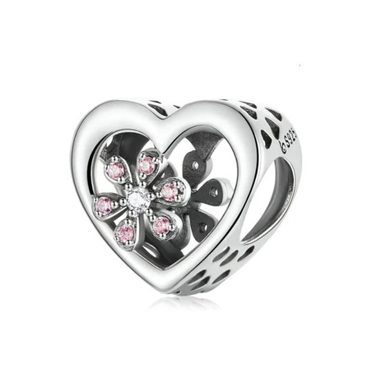 Flower in Heart Charm