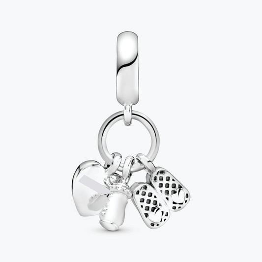 Baby Bottle & Shoes Dangle Charm