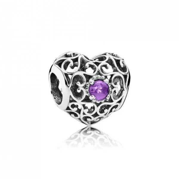 Heart Birthstone Charm - February