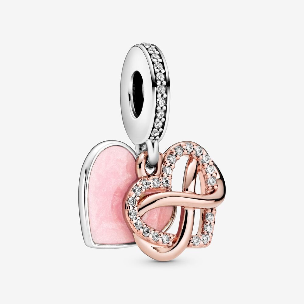 Sparkling Infinity Heart Double Dangle Charm