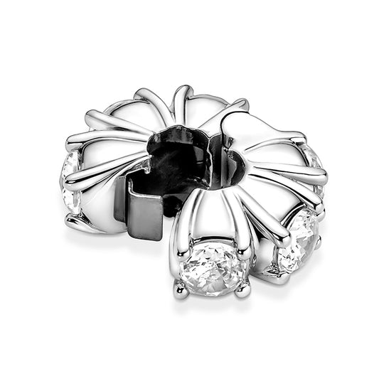 Long Pronged Sparkling Clip Charm - Silver
