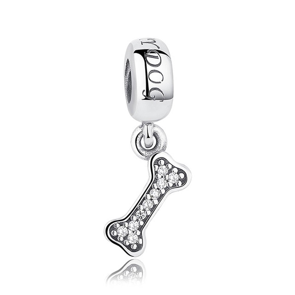 Dog Bone Silver Dangle Charm