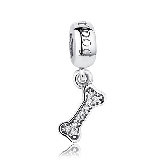 Dog Bone Silver Dangle Charm