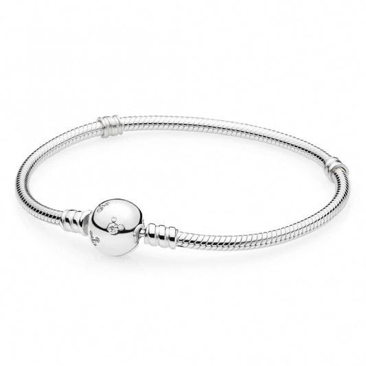Sparkling Mickey Round Clasp Snake Chain Bracelet