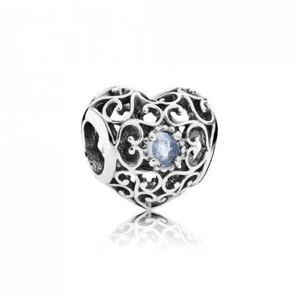 Heart Birthstone Charm - March