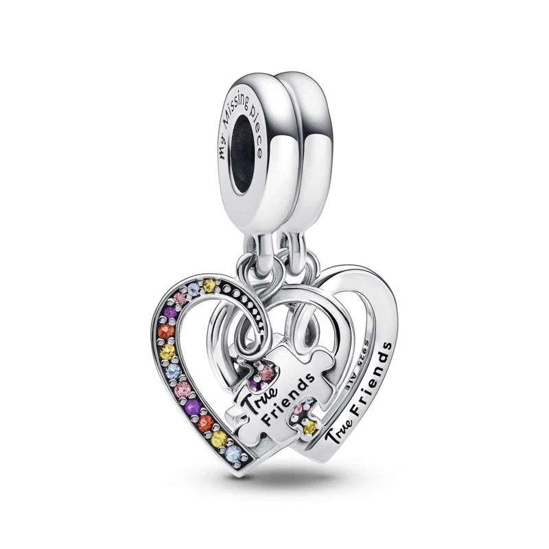 Puzzle Piece Hearts Friendship Split Dangle Charm