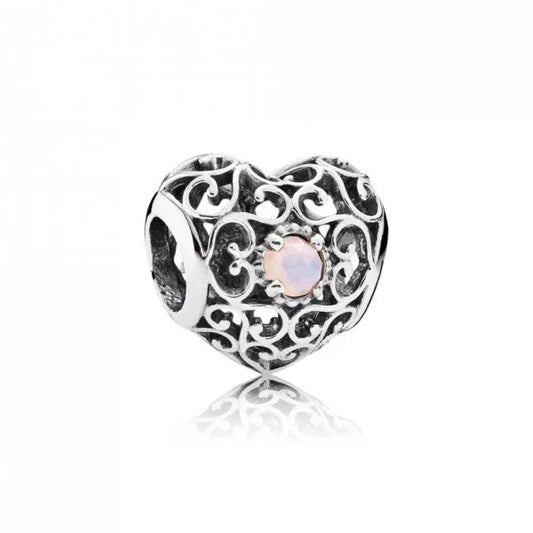 Heart Birthstone Charm - October