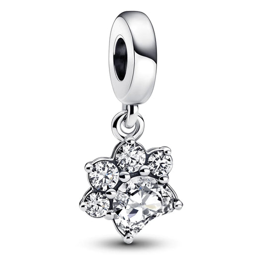 Sparkling Pet Paw Print Dangle Charm