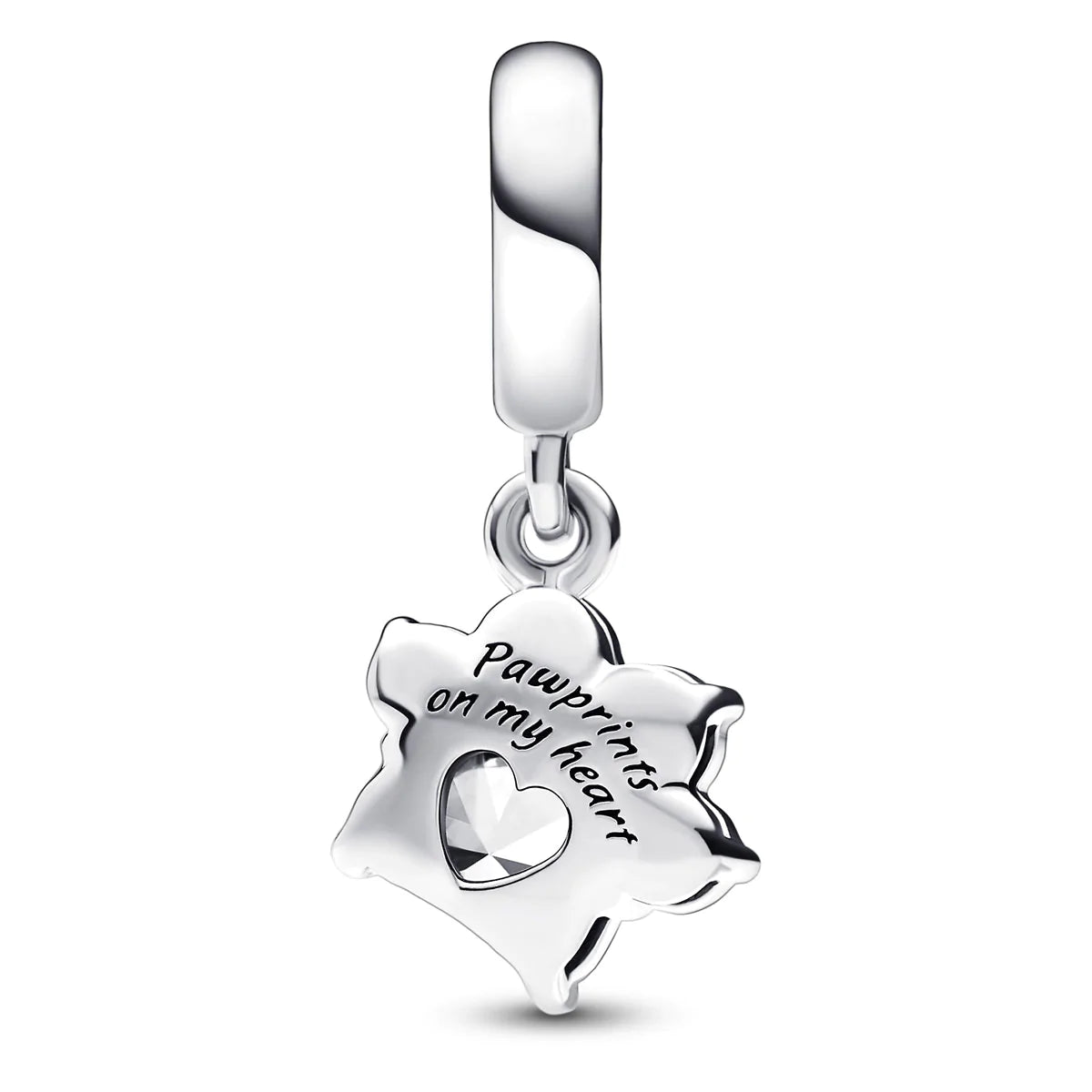Sparkling Pet Paw Print Dangle Charm