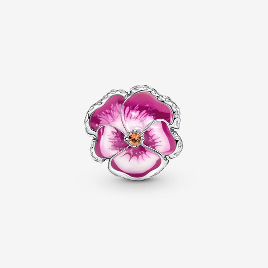 Pink Pansy Flower Charm