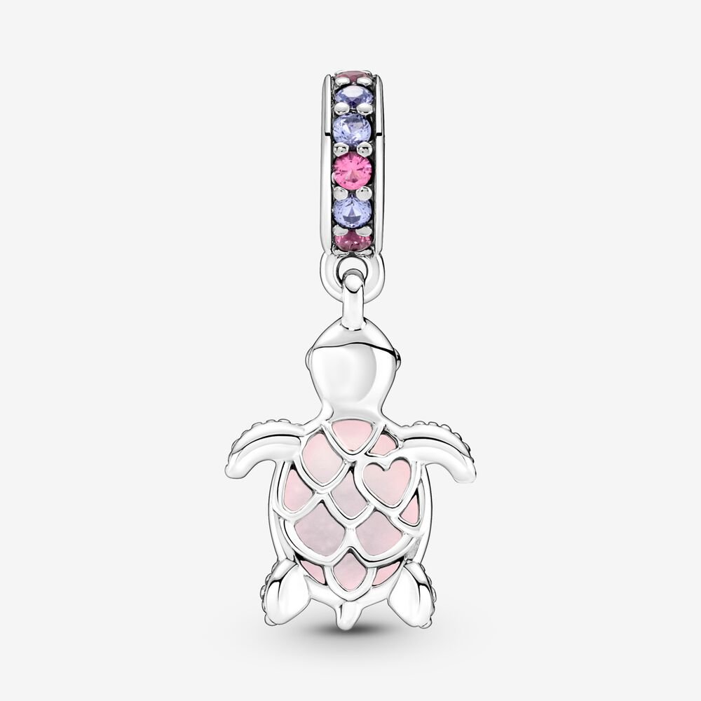 Glass Pink Sea Turtle Dangle Charm